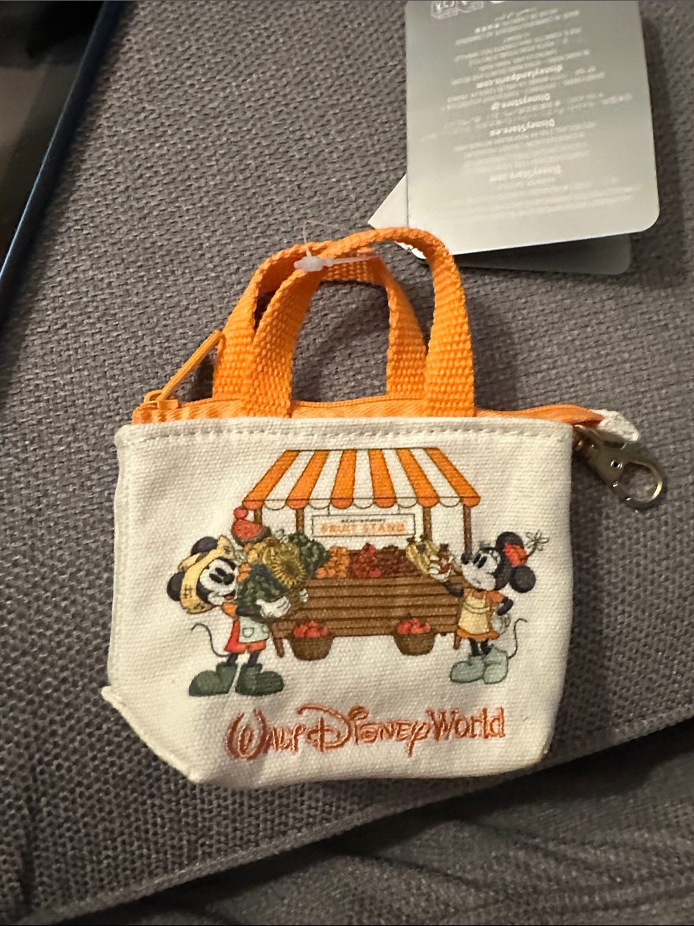 Disney Kids Orange and Cream Mini Tote Coin Purse with Mickey & Minnie BNWT